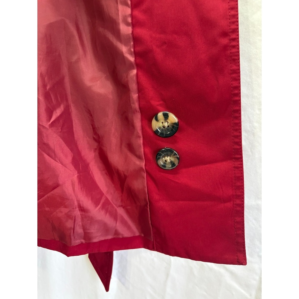 Classy Red Belted Classic City Chic Trench Coat London Fog Womens XS - Picture 10 of 14